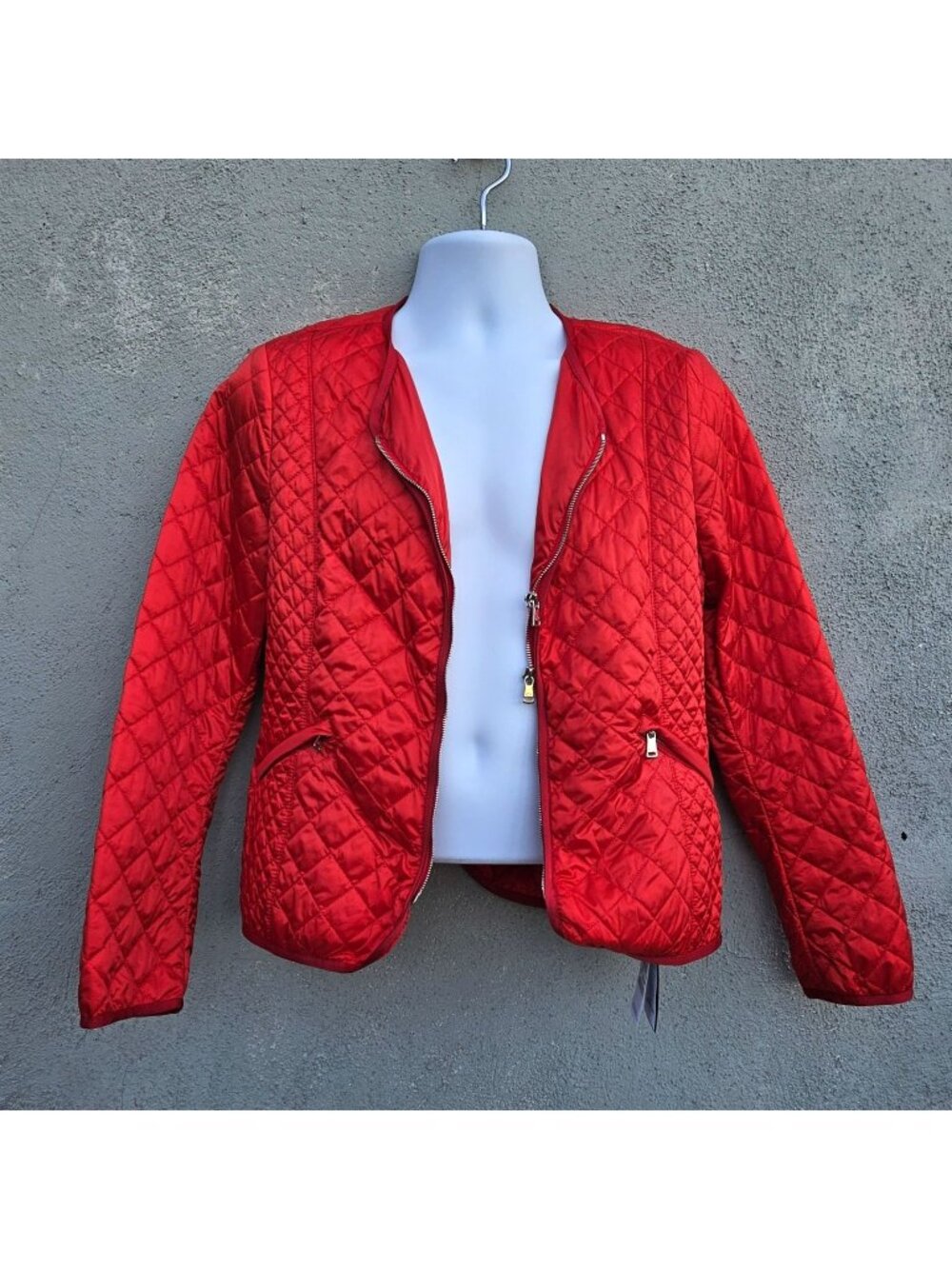 Paul & Shark Men’s Red Puffer Jacket Thin Nylon Quilted L Zip Front Italy New
